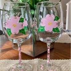 Hand Painted NC Dogwood Goblet