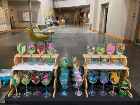 Hand Painted Glassware Display