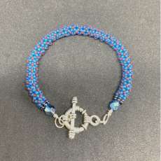 Blue Caterpillar Memory Wire Bracelet