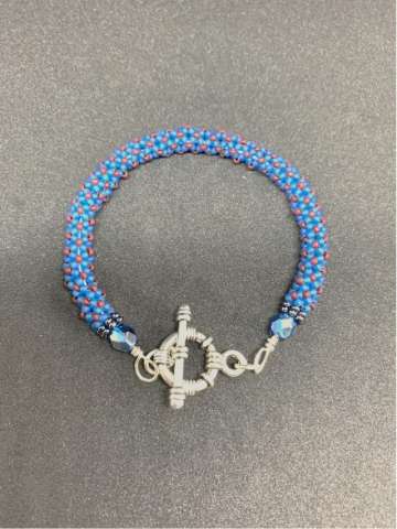 Blue Caterpillar Memory Wire Bracelet