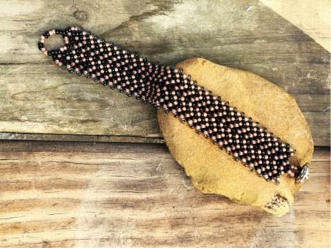 Dinosaur Scales Seed Bead Bracelet