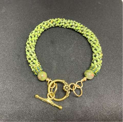 The Grass Is Green Memory Wire Bracelet