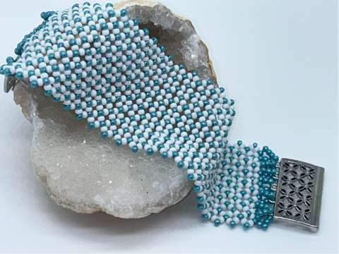 White and Teal Blue Summer Cuff