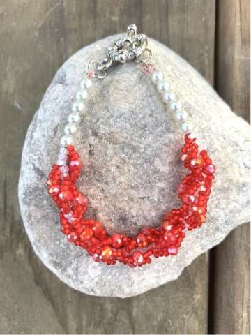 Just Red and Sparkly Spiral Bracelet