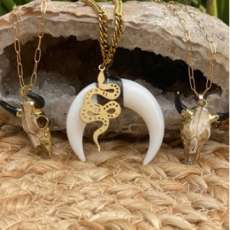 Longhorn Necklace and Snake Crescent Moon Statement Necklace