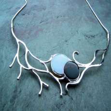 Sterling silver with opal and bloodstone