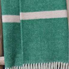 Single Blanket in Green With Beige Stripes