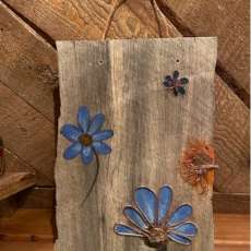 Copper Flowers on Wood