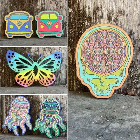 Handmade Laser Cut and Colored Wood Art