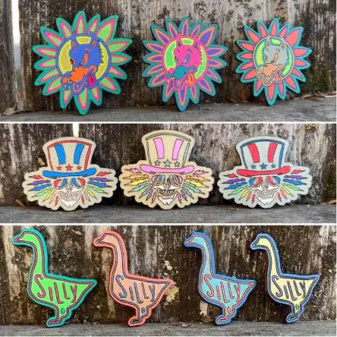 Handmade Laser Cut and Colored Wood Art