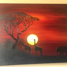 Africa With Giraffe and Elephant