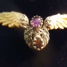 Sterling Silver/Mop Wings/ Ethiopian Black Opal/Amethyst, Pendant