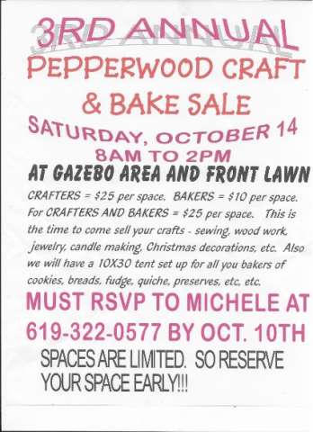 Pepperwood Craft and Bake Sale