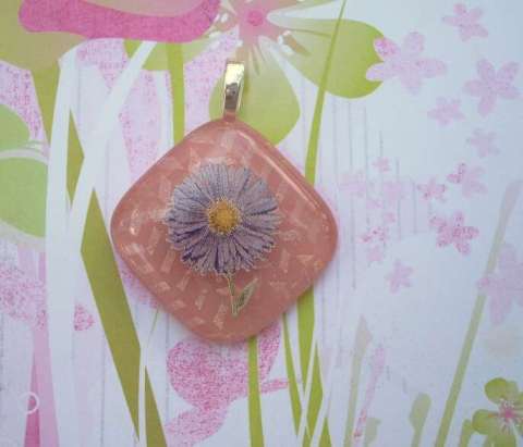 Dichroic Glass with flower