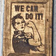 Rosie the Riveter Wood Engraving