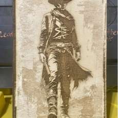 Cowboy Wood Engraving