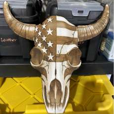 Longhorn Skull Wood Engraving