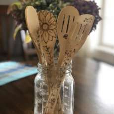 Wood Burned Kitchen Utensils