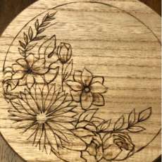 Wood Burned Floral Serviette