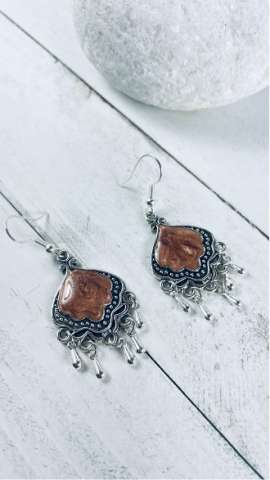 Copper Resin Chandelier Earrings