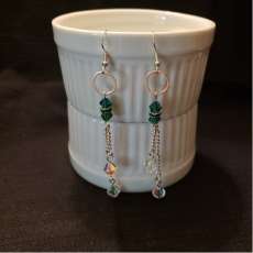 Hoop With Green Crystal Dangles