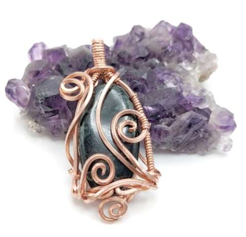 Copper Wire Pendant With Tourmaline