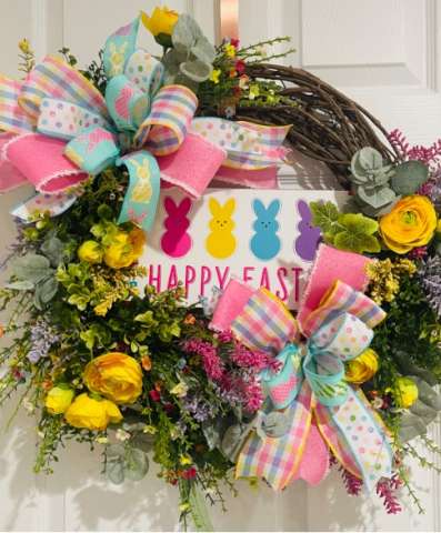 Easter Themed 18 Inch Grapevine Wreath