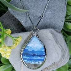 Beach Pebble Handpainted Pendant