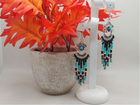 Native American Style Chandelier Fringe Earrings