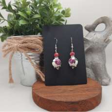 Pink Shell and Ceramic Bead Earrings