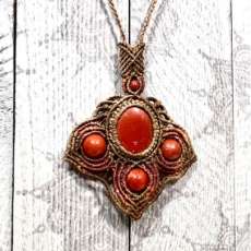 Red Jasper Macrame Gemstone Necklace