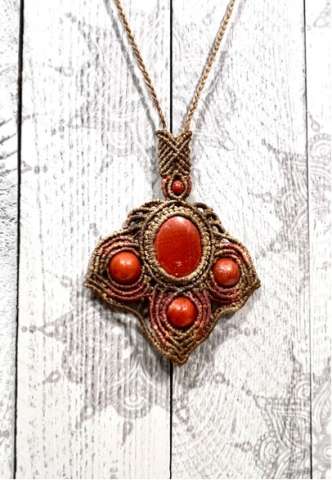 Red Jasper Macrame Gemstone Necklace