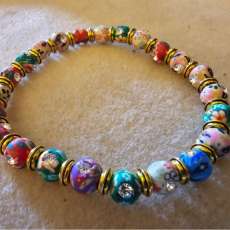 Multicolored Rhinestone Stretch Bracelet