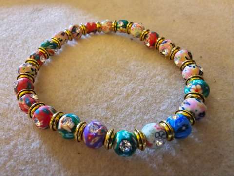 Multicolored Rhinestone Stretch Bracelet