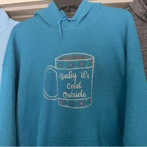 Baby It's Cold Outside Rhinestone Sweatshirt Example