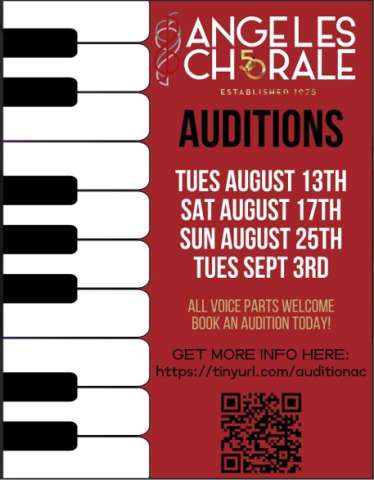 Angeles Chorale is holding auditions for an exciting 50th Season!