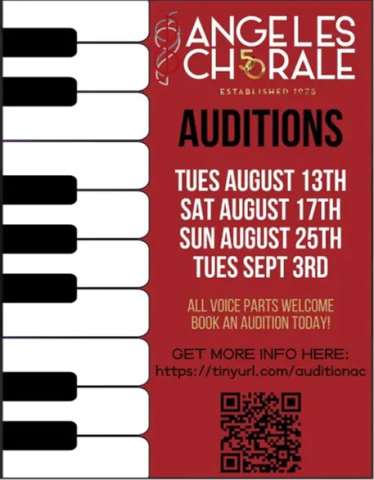 Angeles Chorale auditions 50th Season