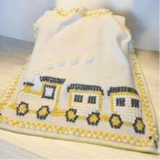 Train Crochet Blanket - Crochet Blanket - Baby Shower Gift