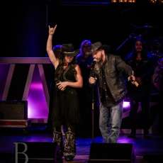 Accepting Best Outlaw Group Award at Grand Ole Opry