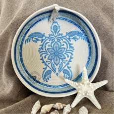 Exquisite Coastal Seaturtle Handcrafted Basket