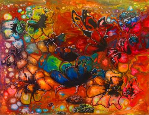 Butterfly Acrylic Pour