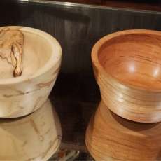 Two Bowls, Spalted Holly and Cherry
