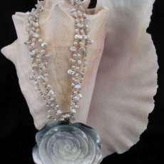 Rose Pendant carved from Mother of Pearl