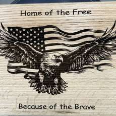 US Flag and Eagle in Flight