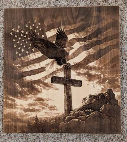 Eagle on Cross With US Flag
