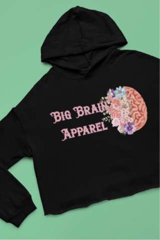 BBA Floral Black Cropped Hoodie