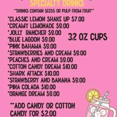 Menu For Specialty Lemonades