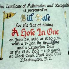 "Hole in One!" Congratulatory Certificate of Amazing Achievement