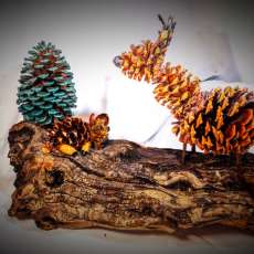 Handmade Pinecone Mama & Baby Deer