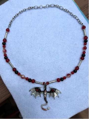 Black and Silver Dragon Necklace
